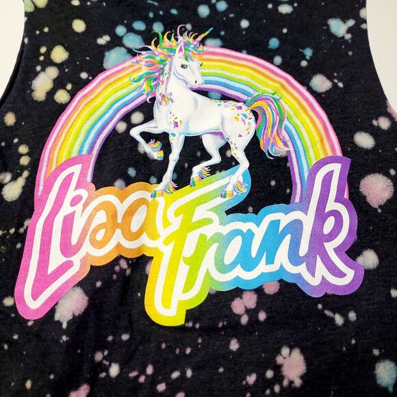 LISA FRANK Rainbow Unicorn Muscle Tank Top Paint Splatter Wash SMALL XOXO NWOT - Picture 5 of 6
